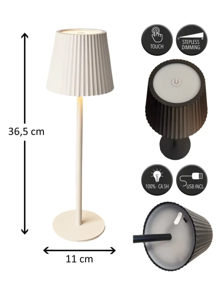 Coen Bakker Tischleuchten<LED Tischlampe dimmbar Touch Farbwechsler IP44 Innen & Außen 36,5x11cm in Sand