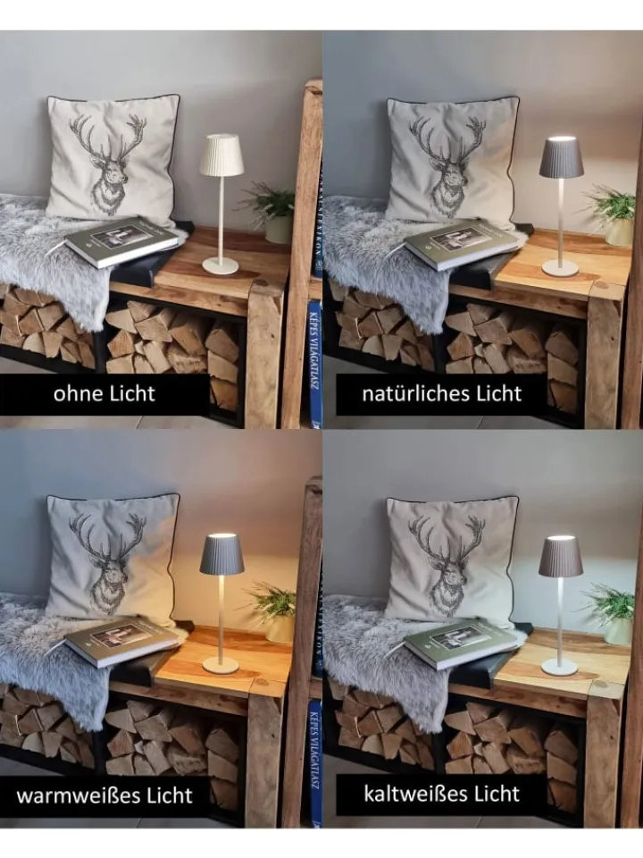 Coen Bakker Tischleuchten<LED Tischlampe dimmbar Touch Farbwechsler IP44 Innen & Außen 36,5x11cm in Sand