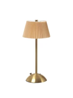 MARELIDA Tischleuchten<LED Tischlampe mit Schirm aufladbar dimmbar 3 Lichtfarben H: 30,5cm braun