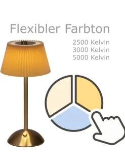 MARELIDA Tischleuchten<LED Tischlampe mit Schirm aufladbar dimmbar 3 Lichtfarben H: 30,5cm braun