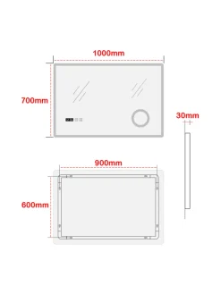 pro.tec Spiegel<LED-Badezimmerspiegel Racale in Weiß (H)70cm (B)100cm