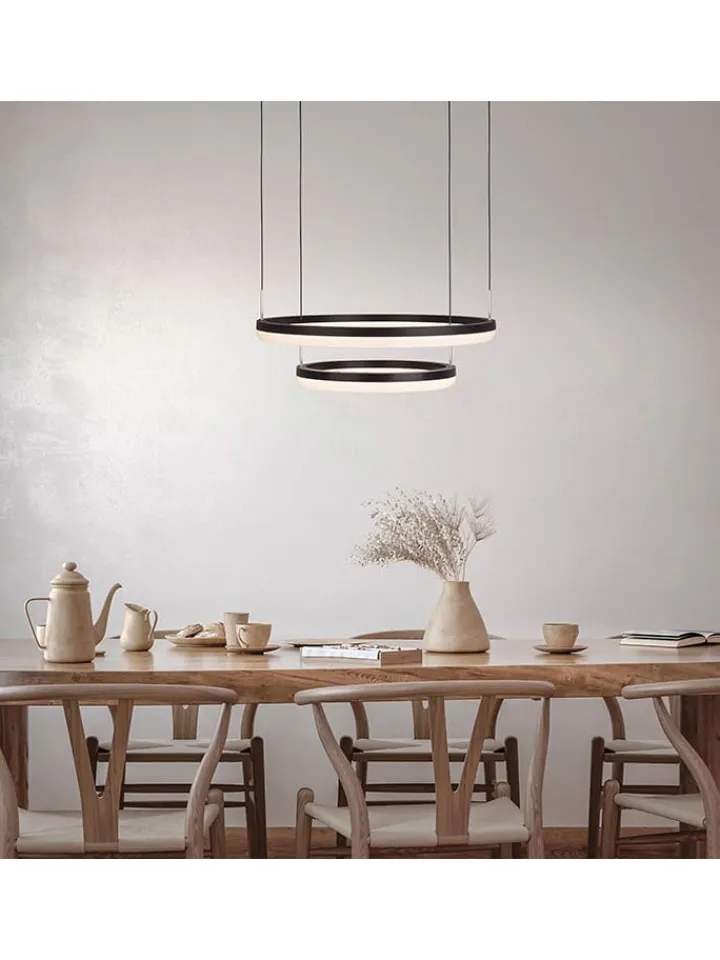 näve Decken- & Hängeleuchten<LED-CCT-Hängeleuchte "Circulo" in Schwarz/ Creme - EEK G (A bis G)