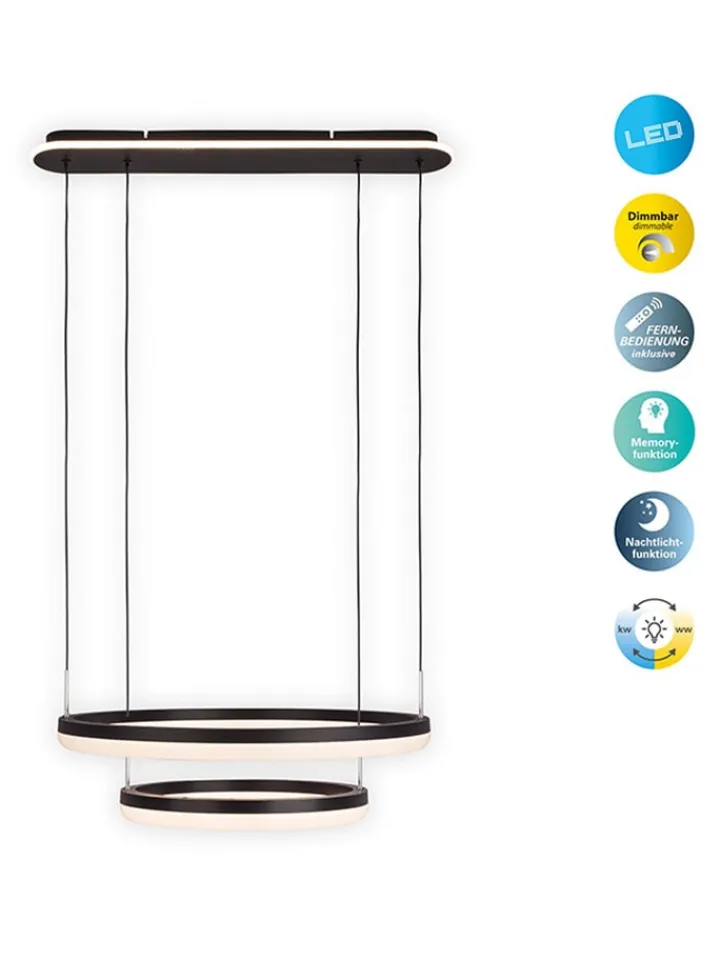 näve Decken- & Hängeleuchten<LED-CCT-Hängeleuchte "Circulo" in Schwarz/ Creme - EEK G (A bis G)