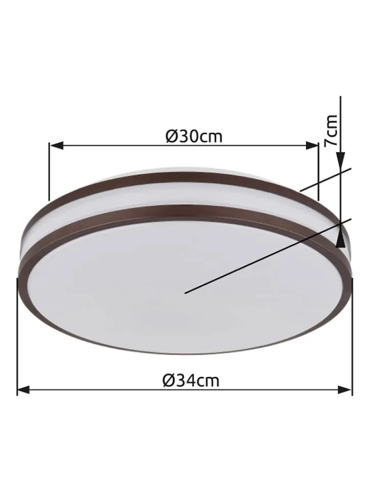 Globo lighting Decken- & Hängeleuchten<LED-Deckenleuchte "Betha" in Braun/ Weiß - (H)7 x Ø 34 cm