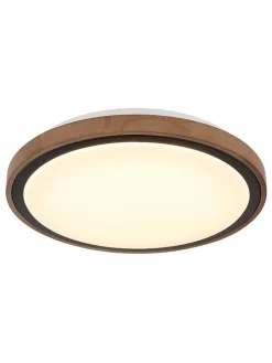 Globo lighting Decken- & Hängeleuchten<LED-Deckenleuchte "Bruno" in Hellbraun/ Weiß - (H)9,5 x Ø 36 cm