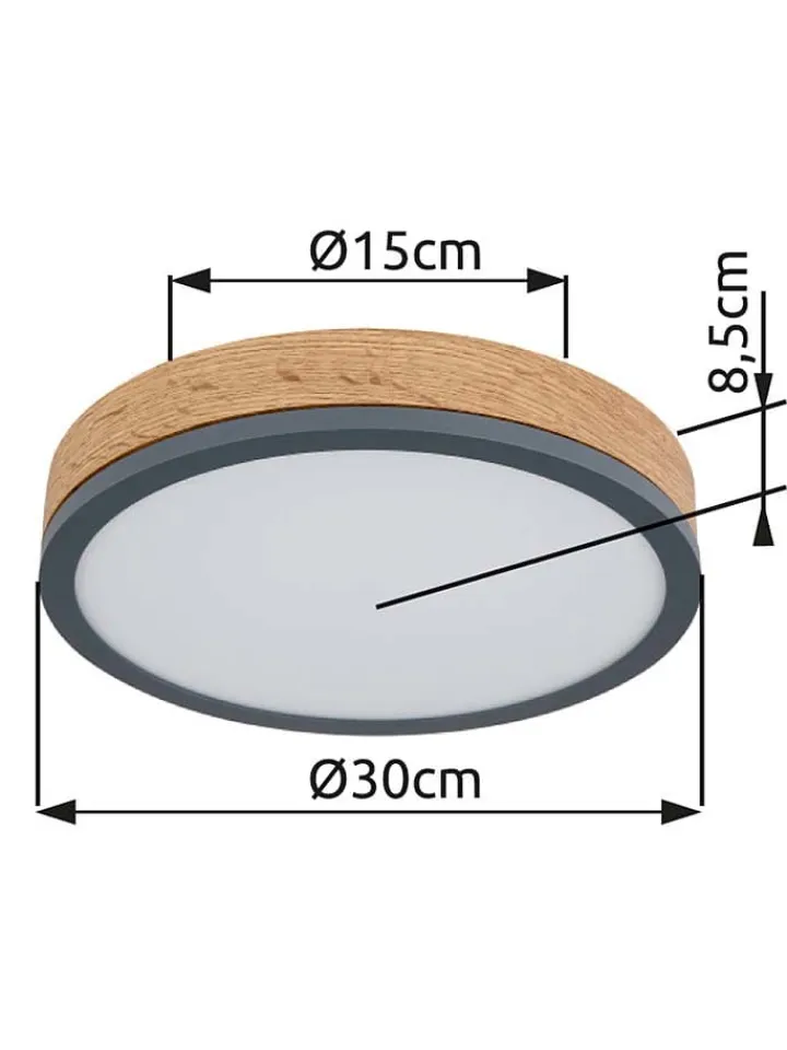 Globo lighting Decken- & Hängeleuchten<LED-Deckenleuchte "Doro" in Hellbraun/ Grau - Ø 30 cm