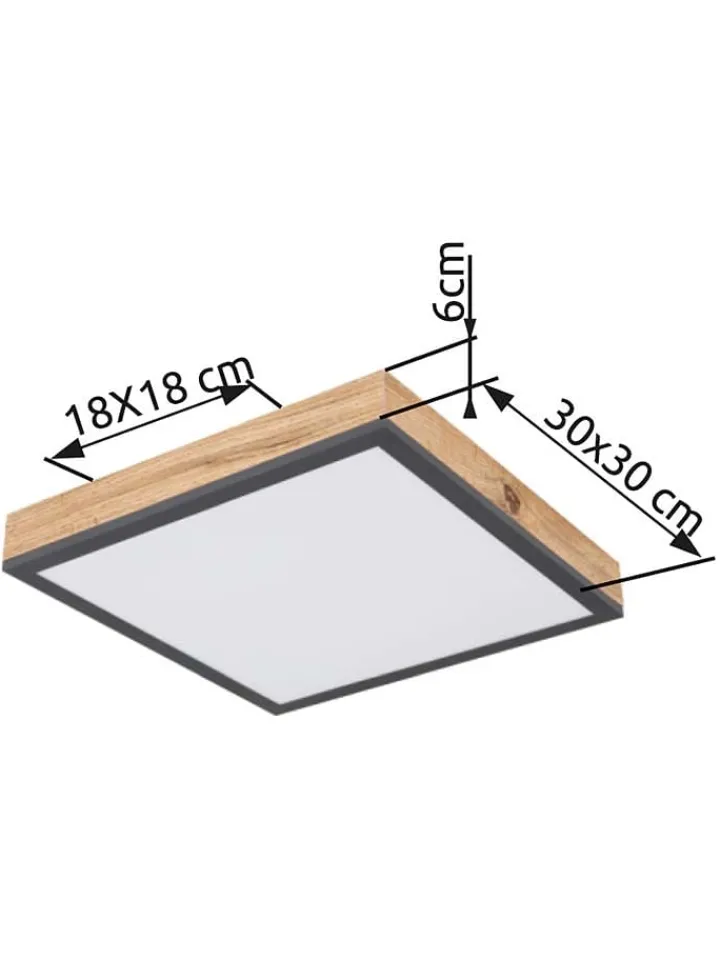 Globo lighting Decken- & Hängeleuchten<LED-Deckenleuchte "Doro" in Hellbraun/ Grau - (B)30 x (H)30 cm