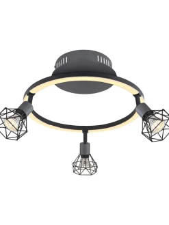 Globo lighting Decken- & Hängeleuchten<LED-Deckenleuchte "Jutta" in Anthrazit/ Gold - (L)46 x (B)38,5 x (H)20 cm
