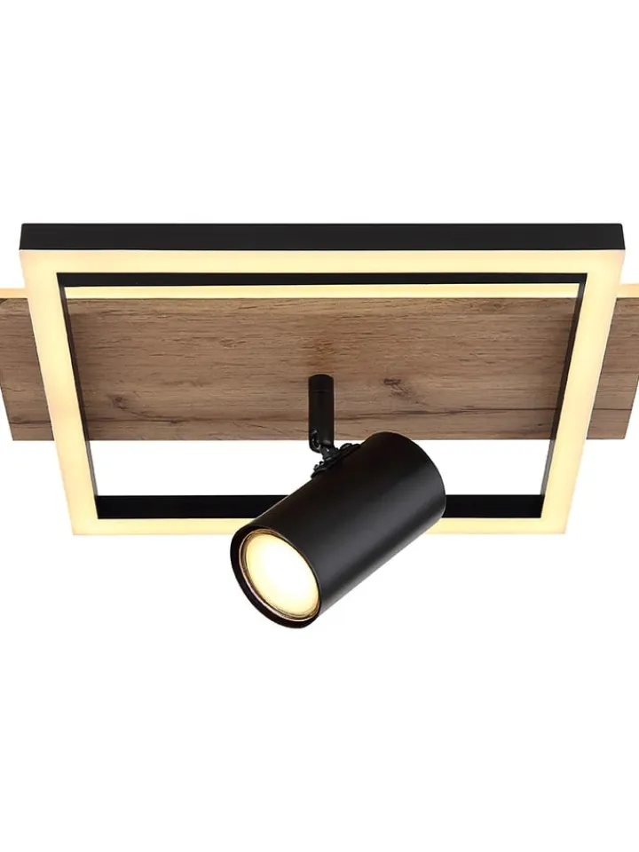 Globo lighting Decken- & Hängeleuchten<LED-Deckenleuchte "Kassu" in Hellbraun/ Schwarz - (L)72 x (B)27 x (H)18 cm