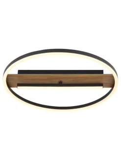 Globo lighting Decken- & Hängeleuchten<LED-Deckenleuchte "Pikara" in Schwarz/ Hellbraun - (H)5,5 x Ø 40,5 cm