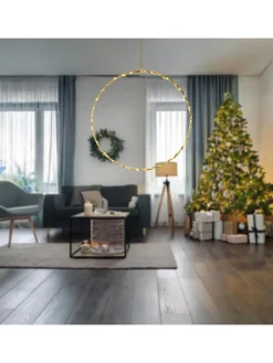 WellHome Wohndekoration<LED-Dekoanhänger in Gold - Ø 30 cm