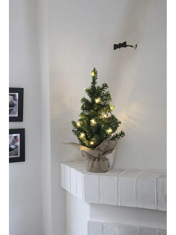 STAR Trading Künstliche Weihnachtsbäume<LED-Dekobaum "Jute" in Grün - (H)45 cm