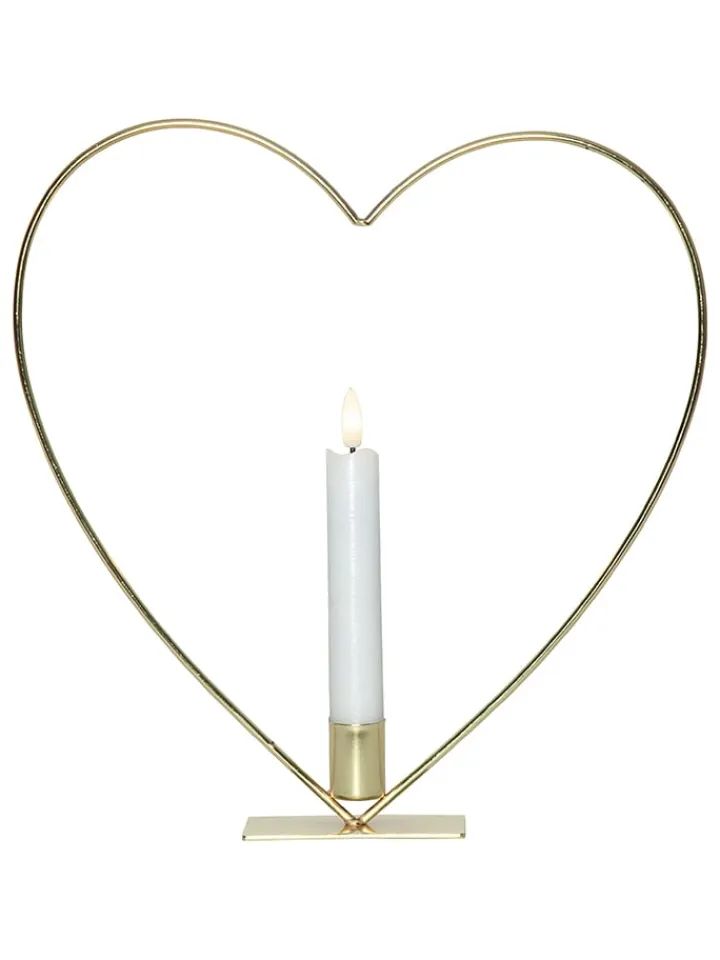 STAR Trading Lichterketten & Deko-Leuchten<LED-Dekoleuchte "Flamme Heart" in Gold - (B)28 x (H)28 cm