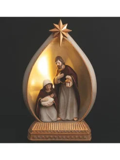 Villa d´Este Lichterketten & Deko-Leuchten<LED-Dekoleuchte ''Great Nativity'' in Weiß/ Gold - (B)14,5 x (H)24 x (T)9 cm