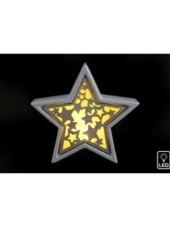 SiL Interiors Lichterketten & Dekobeleuchtung<LED-Dekoleuchte ''Star'' in Weiß/ Hellbraun - (L)20 x (B)20 cm