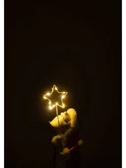 J Line Lichterketten & Deko-Leuchten<LED-Dekoleuchte ''Weihnachtsmann Stern'' in Rot/ Weiß - (H)35,5 x Ø 13 cm