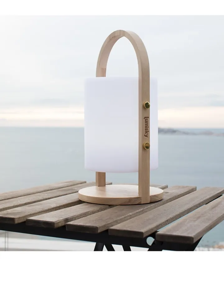 lumisky Außenbeleuchtung<LED-Dekoleuchte "Woody" in Weiß - (H)39 x Ø 18 cm