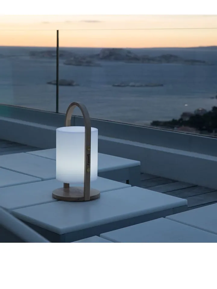 lumisky Außenbeleuchtung<LED-Dekoleuchte "Woody" in Weiß - (H)39 x Ø 18 cm
