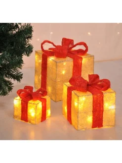 Profiline Weihnachtsschmuck<LED-Dekoleuchten "Giftbox" in Warmweiß - 3 Stück