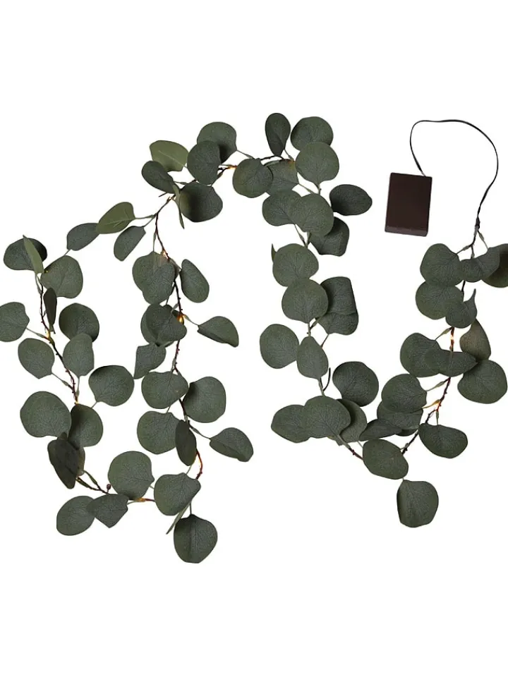 STAR Trading Lichterketten & Dekobeleuchtung|Lichterketten & Deko-Leuchten<LED-Eukalyptuszweig "Eucalyptus" in Grün - (L)180 cm