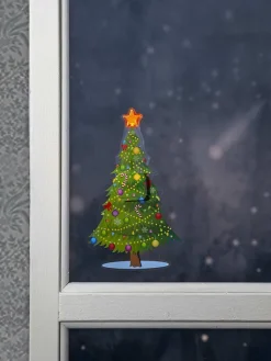 STAR Trading Wohndekoration<LED-Fensterdekoration "Windo" in Grün - (B)14 x (H)23,5 cm