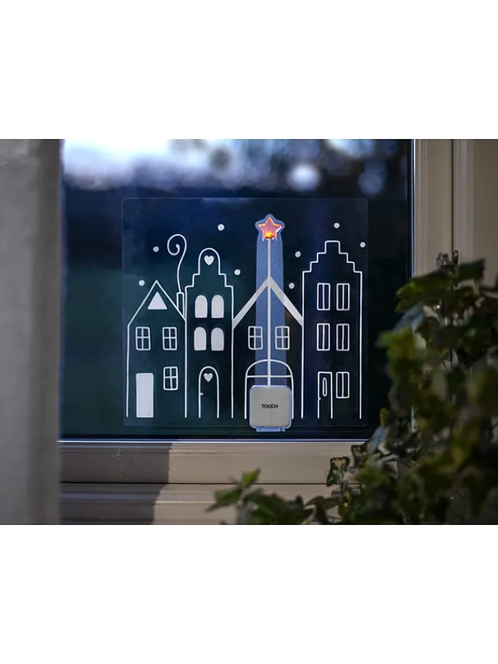 STAR Trading Wohndekoration<LED-Fensterdekoration "Windo" in Weiß/ Transparent - (B)22,5 x (H)21 cm