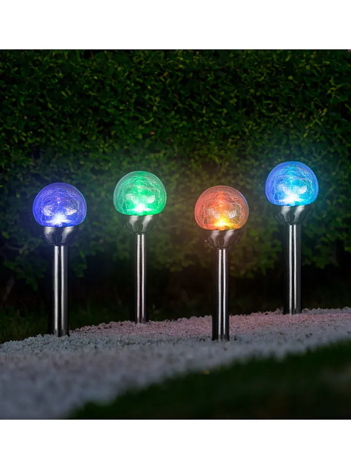 Garden Hero Außenleuchten|Außenbeleuchtung<LED-Gartenstecker in Silber - (H)34 x Ø 8 cm