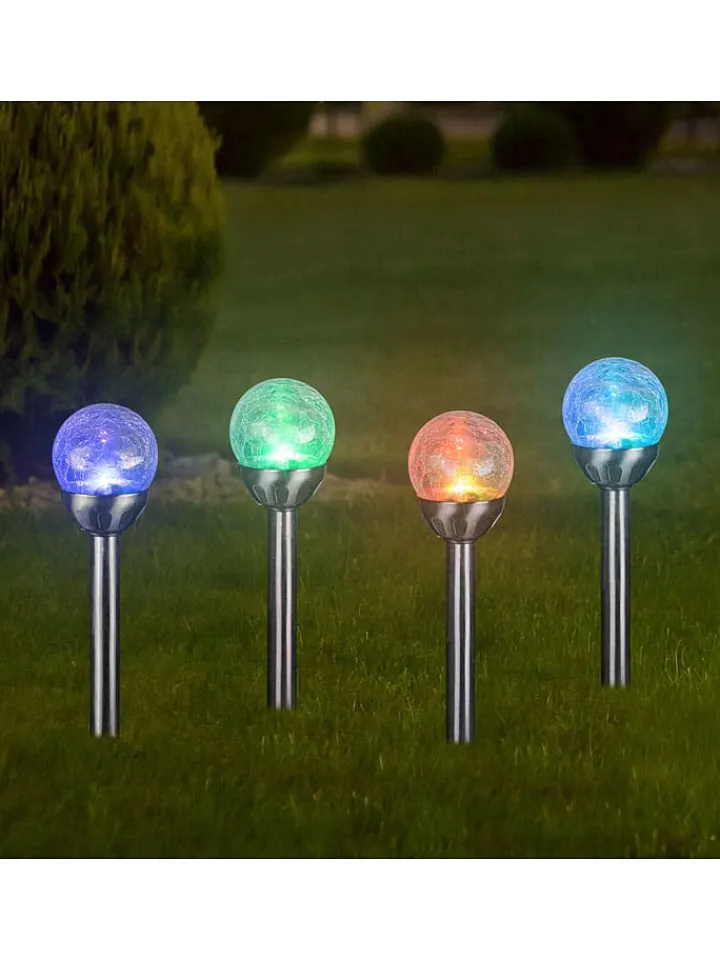 Garden Hero Außenleuchten|Außenbeleuchtung<LED-Gartenstecker in Silber - (H)34 x Ø 8 cm