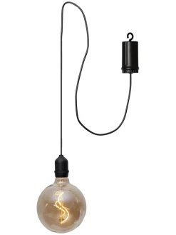 STAR Trading Decken- & Hängeleuchten<LED-Glaskugel "Bowl" in Schwarz - (B)12,5 x (H)19,5 cm