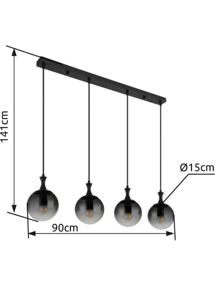Globo lighting Decken- & Hängeleuchten<LED-Hängeleuchte "Dalton" in Schwarz - (L)90 x (B)15 x (H)130 cm