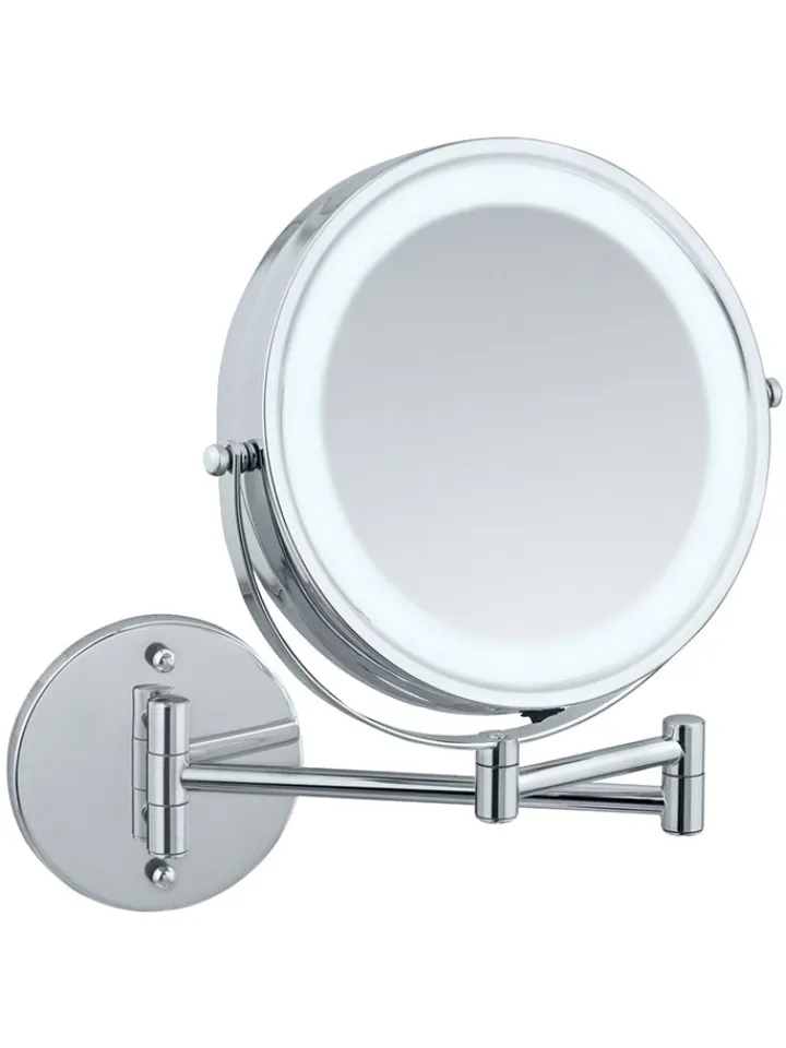 Wenko Spiegel<LED-Kosmetikspiegel "Power-Loc" in Silber - Ø 17,5 cm