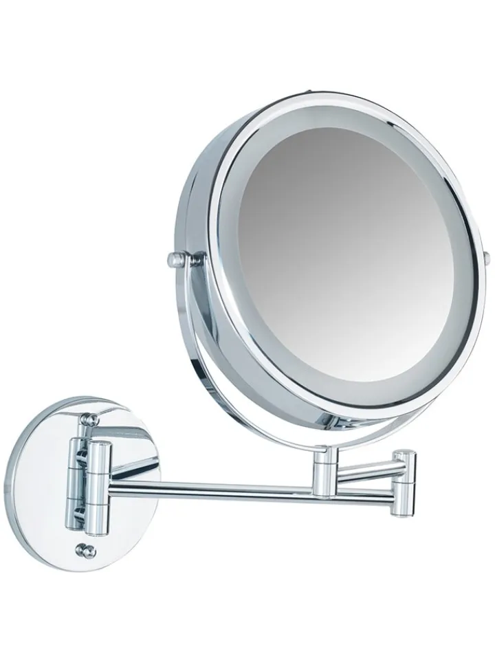 Wenko Spiegel<LED-Kosmetikspiegel "Power-Loc" in Silber - Ø 17,5 cm