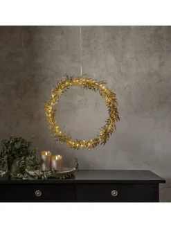 STAR Trading Lichterketten & Deko-Leuchten<LED-Kranz "Elegant" in Gold - Ø 44 cm