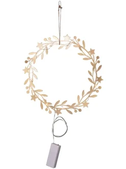 STAR Trading Lichterketten & Dekobeleuchtung|Lichterketten & Deko-Leuchten<LED-Kranz "Holiday" in Gold - Ø 28 cm
