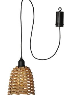 STAR Trading Außenbeleuchtung<LED-Lampenschirm "Twine" in Hellbraun - (H)15 cm