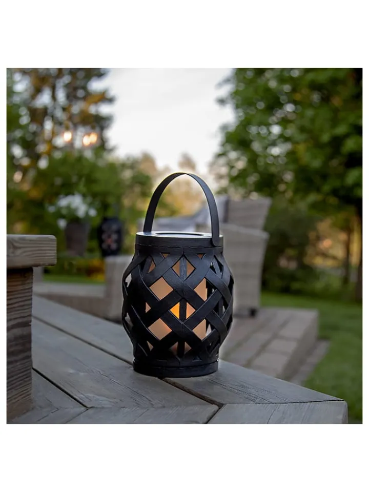 STAR Trading Außenbeleuchtung|Außenleuchten<LED-Laterne "Flame Lantern" in Schwarz - (H)16 cm