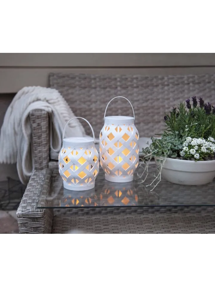 STAR Trading Außenbeleuchtung<LED-Laterne "Flame Lantern" in Weiß - (H)16 cm