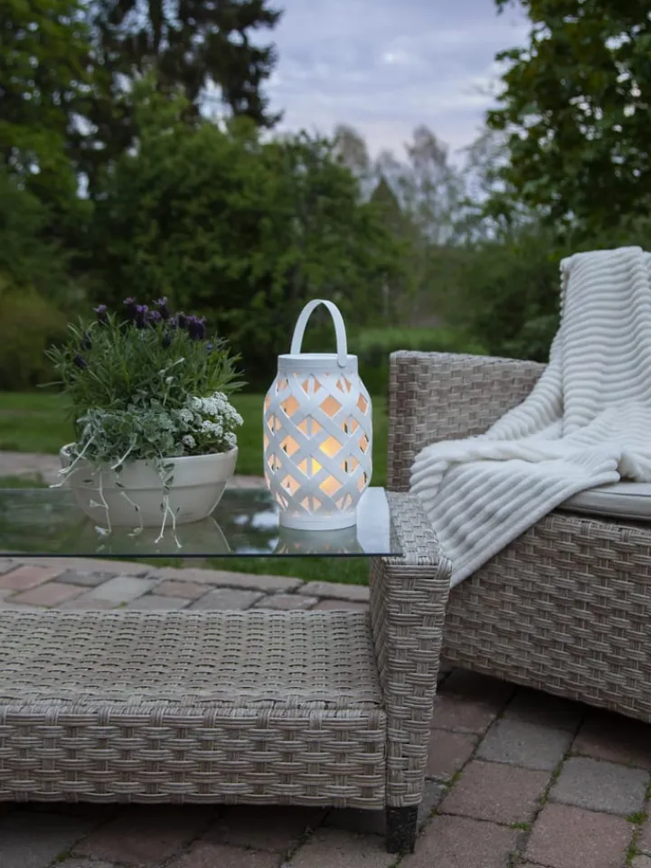 STAR Trading Außenleuchten<LED-Laterne "Flame Lantern" in Weiß - (H)23 cm