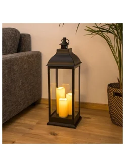 Profiline Lichterketten & Deko-Leuchten<LED-Laterne in Schwarz - (B)24 x (H)70 x (T)24 cm