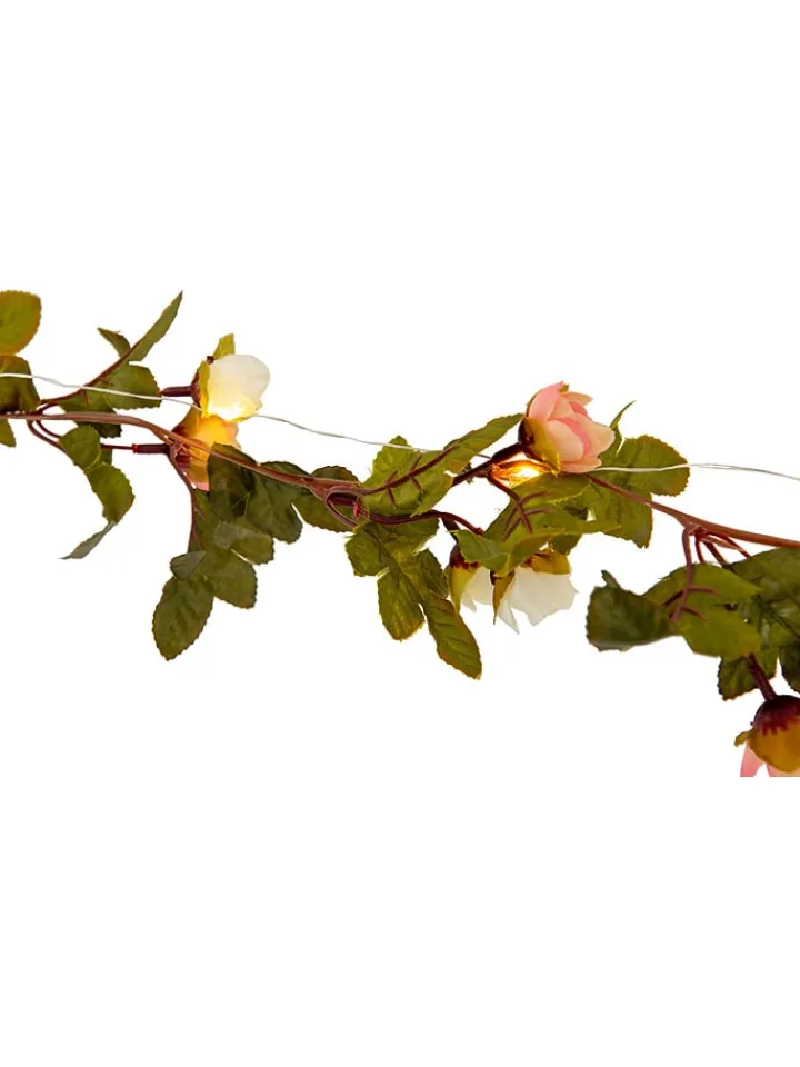 näve Außenbeleuchtung|Außenleuchten<LED-Lichterkette "Röschen" in Grün/ Rosa - (L)420 cm
