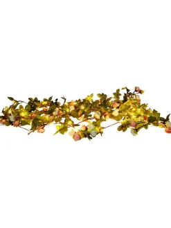 näve Außenbeleuchtung|Außenleuchten<LED-Lichterkette "Röschen" in Grün/ Rosa - (L)420 cm