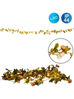 näve Außenbeleuchtung|Außenleuchten<LED-Lichterkette "Röschen" in Grün/ Rosa - (L)420 cm