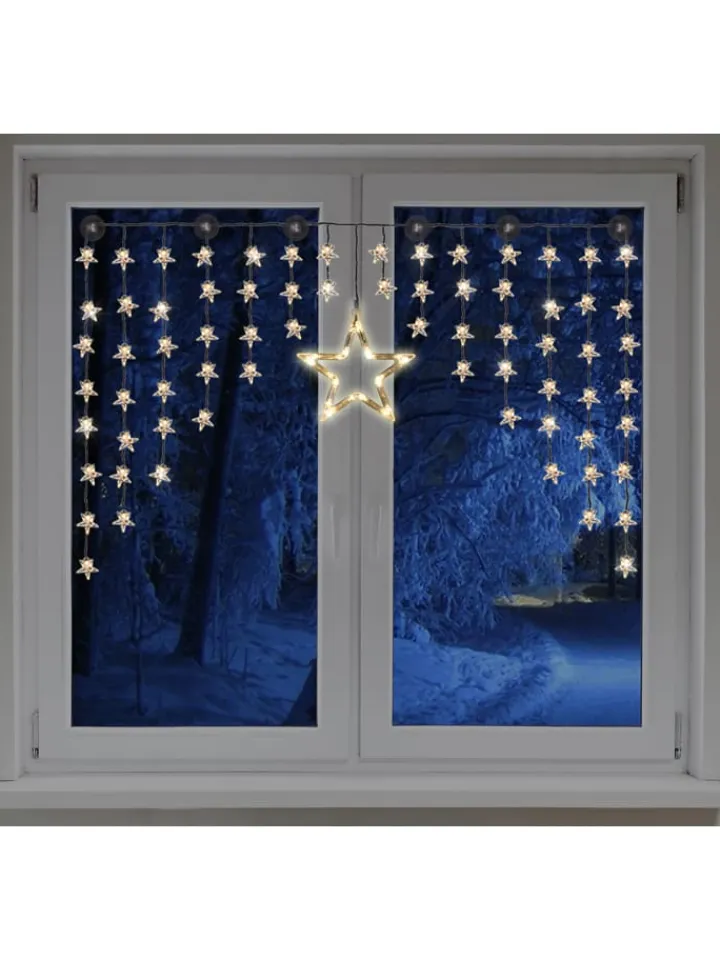 Profiline Lichterketten & Dekobeleuchtung|Lichterketten & Deko-Leuchten<LED-Lichtervorhang "Star" in Warmweiß - (L)135 x (B)95 cm