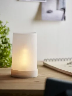 STAR Trading Tischleuchten<LED-Plastikkerze "Flame Candle" in Weiß