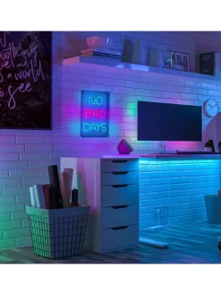 näve Dekofiguren & -Objekte<LED-Schriftleuchte "No bad days" in Blau/ Pink - (B)18 x (H)30 cm