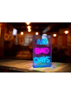näve Dekofiguren & -Objekte<LED-Schriftleuchte "No bad days" in Blau/ Pink - (B)18 x (H)30 cm