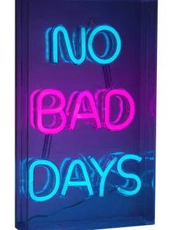 näve Dekofiguren & -Objekte<LED-Schriftleuchte "No bad days" in Blau/ Pink - (B)18 x (H)30 cm