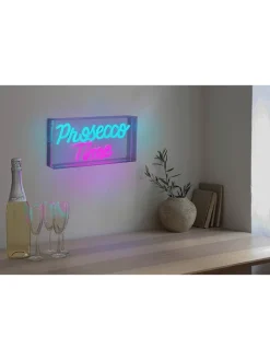 näve Dekofiguren & -Objekte<LED-Schriftleuchte "Prosecco Time" in Türkis/ Pink - (B)30 x (H)15 cm