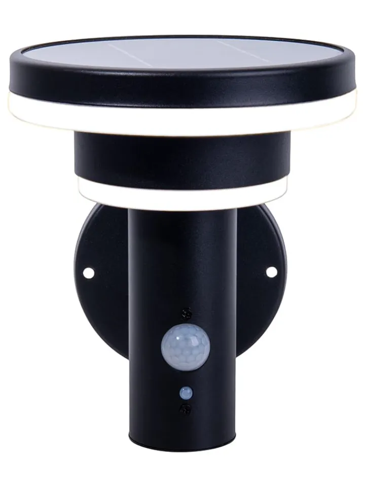 näve Außenleuchten<LED-Solar-Außenwandleuchte "Nora" in Schwarz - (B)17,5 x (H)18 x (T)16 cm