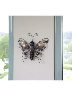 STAR Trading Gartendekoration<LED-Solar-Dekofigur "Butterfly" in Schwarz - (H)34 cm